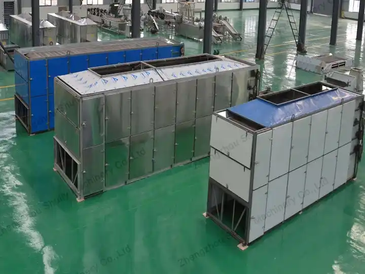 Factory showcase of different types of belt dryers