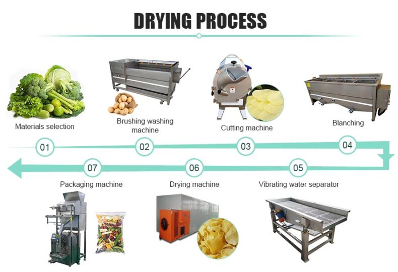 Dehydrated vegetables processing