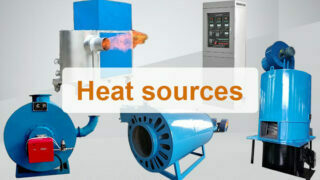 What are the heat sources that can be selected for drying equipment?